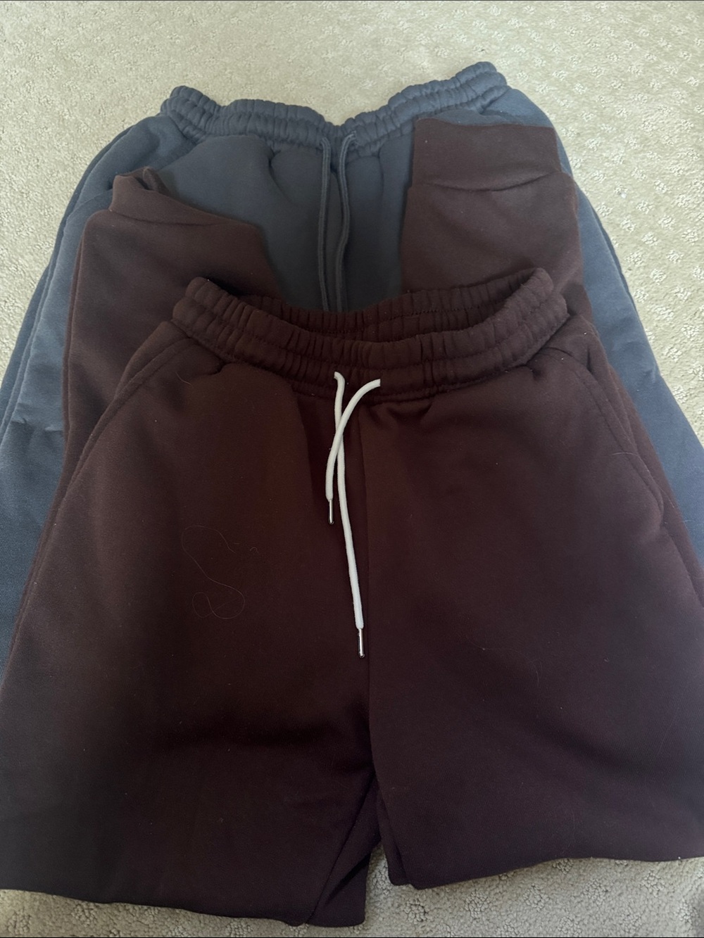 SHEIN Kids Drawstring Sweatpants in Brown and Dark Blue